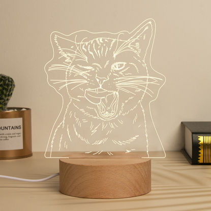 Picture of Custom Wooden Cylinder Base 3D Night Lamp for Your Lovely Pets | Best Gifts Idea for Birthday, Thanksgiving, Christmas etc.
