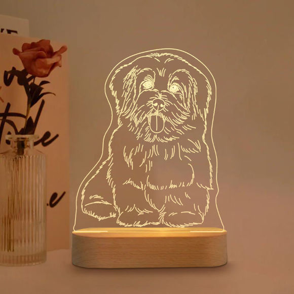 Picture of Custom Wooden Oval Base 3D Night Lamp for Your Lovely Pets | Best Gifts Idea for Birthday, Thanksgiving, Christmas etc.