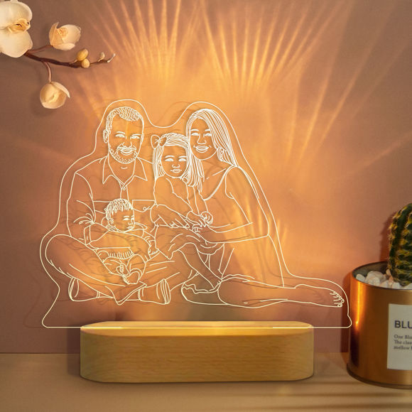 Picture of Custom Wooden Oval Base 3D Night Lamp for Your Family | Best Gifts Idea for Birthday, Thanksgiving, Christmas etc.