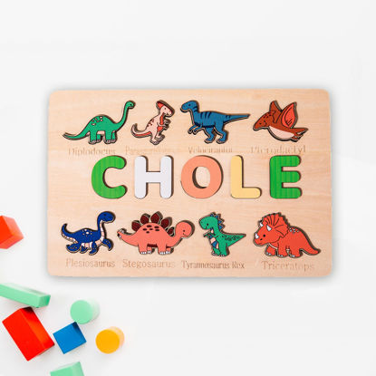 Picture of Personalized Wooden Puzzle Name Board - Custom Gift for Baby and Kids - Custom Name Puzzle for Toddlers - 1st Birthday Gift for Baby