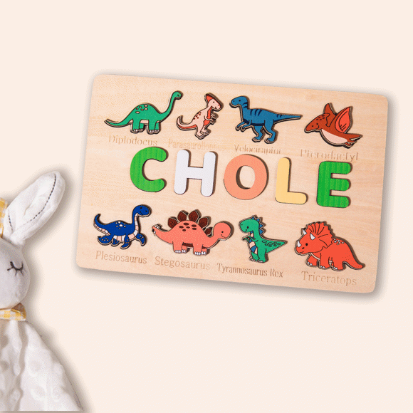 Picture of Personalized Wooden Puzzle Name Board - Custom Gift for Baby and Kids - Custom Name Puzzle for Toddlers - 1st Birthday Gift for Baby