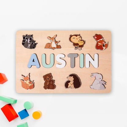 Picture of Personalized Wooden Puzzle Name Board - Custom Toy Best Gift for Baby and Kids - Custom Name Puzzle for Toddlers - 1st Birthday Gift for Baby
