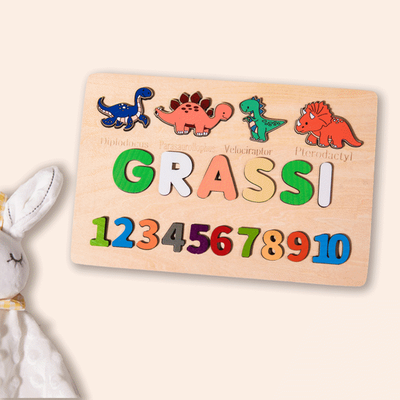 Picture of Personalized Wooden Puzzle Name Board - Custom Toy for Baby and Kids - Custom Name Puzzle for Toddlers - 1st Birthday Gift for Baby