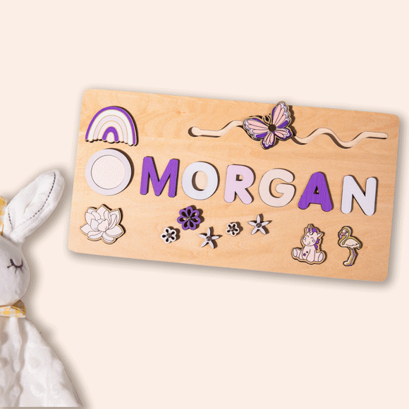 Picture of Personalized Wooden Puzzle Name Board - Custom Toy Gift for Baby and Kids - Custom Name Puzzle - 1st Birthday Gift for Baby Boy