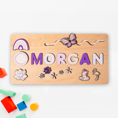 Picture of Personalized Wooden Puzzle Name Board - Custom Toy Gift for Baby and Kids - Custom Name Puzzle - 1st Birthday Gift for Baby Boy