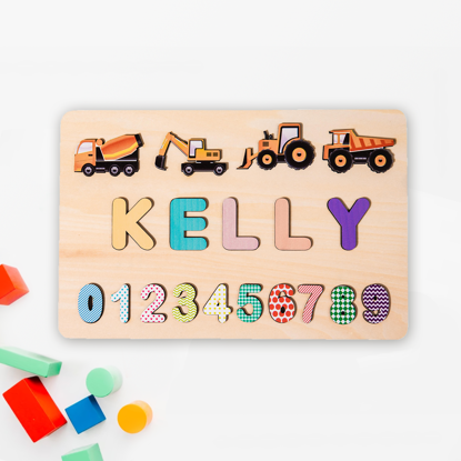 Picture of Personalized Wooden Puzzle Name Board - Custom Toy Gift for Baby and Kids - Custom Name Puzzle - 1st Birthday Gift for Baby Girl