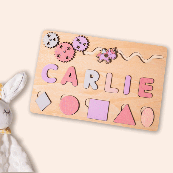 Picture of Personalized Wooden Puzzle Name Board - Custom Toy Gift for Baby and Kids - Custom Name Puzzle for Toddlers - 1st Birthday Best Gift for Baby