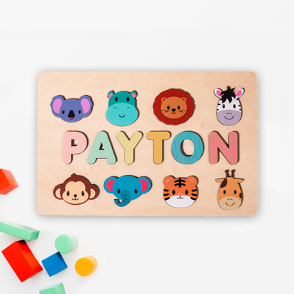 Picture of Personalized Wooden Puzzle Name Board - Custom Toy Gift for Baby and Kids - Custom Name Puzzle for Toddlers - 1st Birthday Gift for Baby