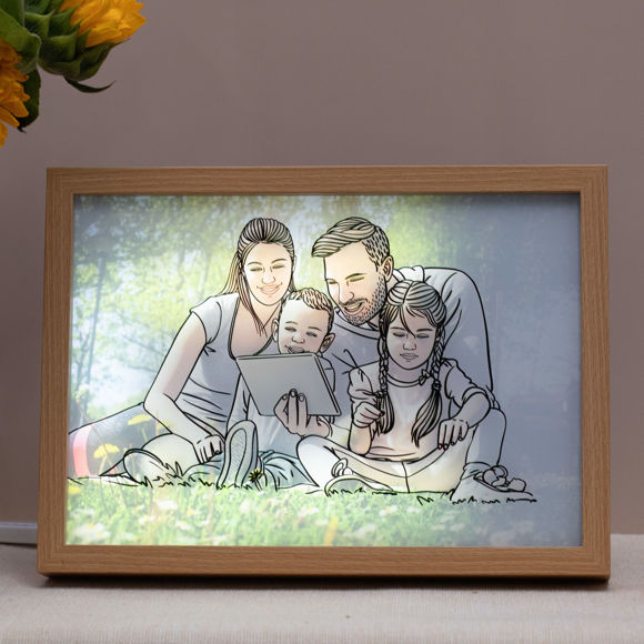 Picture of Personalized Family Photo Light Painting - Minimalism Home Decor - Custom LED Art Light Frame Painting - Best Creative Gifts
