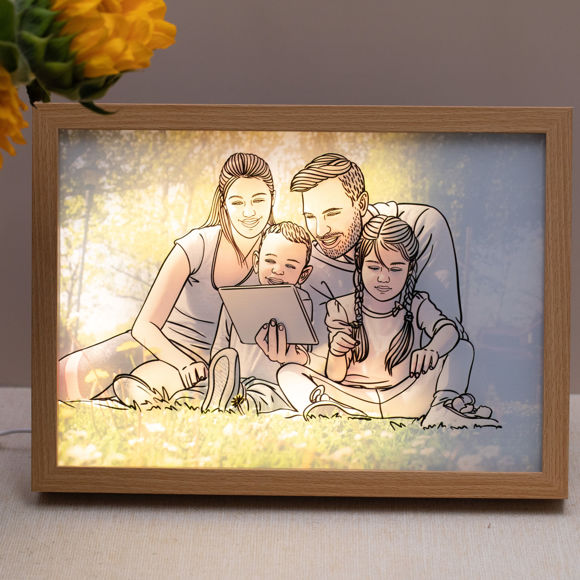 Picture of Personalized Family Photo Light Painting - Minimalism Home Decor - Custom LED Art Light Frame Painting - Best Creative Gifts