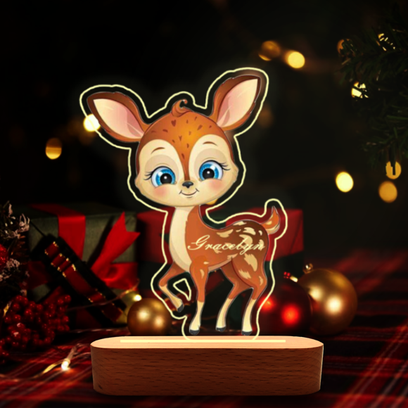Picture of Cartoon Reindeer Snowman Night Light with Irregular Shape - Personalized It With Your Kid's Name - Best Gift Idea for Birthday, Thanksgiving, Christmas etc.