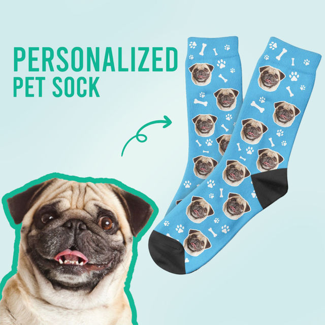 Picture of Custom Dog Socks With Paw And Bone Patterns - Personalized Funny Photo Face Socks for Men & Women - Best Gift for Family