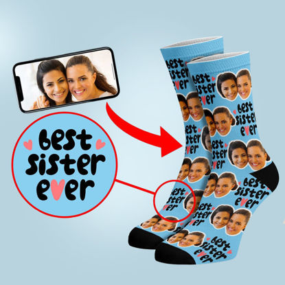 Picture of Best Sister Socks Custom Sister Gifts Photo Socks Customise Sister Gift - Personalized Funny Photo Face Socks for Men & Women - Best Gift for Family