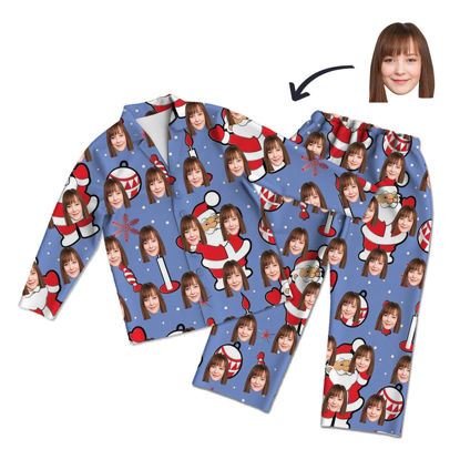 Picture of Customized Christmas Style Pajamas - Personalized Face Photo Long Sleeve Pajama Set Christmas Style Santa Claus - Best Gift for Family and Friends