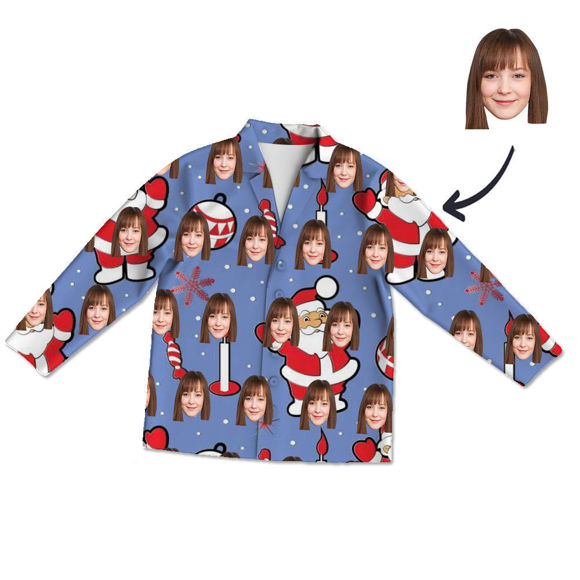 Picture of Customized Christmas Style Pajamas - Personalized Face Photo Long Sleeve Pajama Set Christmas Style Santa Claus - Best Gift for Family and Friends