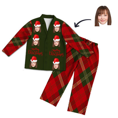 Picture of Customized Christmas Style Pajamas - Personalized Face Photo Red Long Sleeve Pajama Set Christmas Style Merry Christmas - Best Gift for Family and Friends