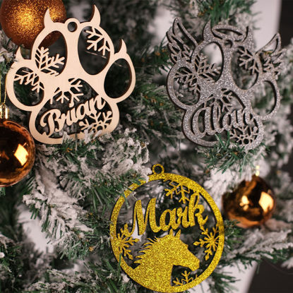 Picture of Personalized Dog Paw Ornament - Custom Christmas Name Ornament - Pet Ornament w/ Custom Name as Xmas Home Decor - 3 Pack Bundle Sales