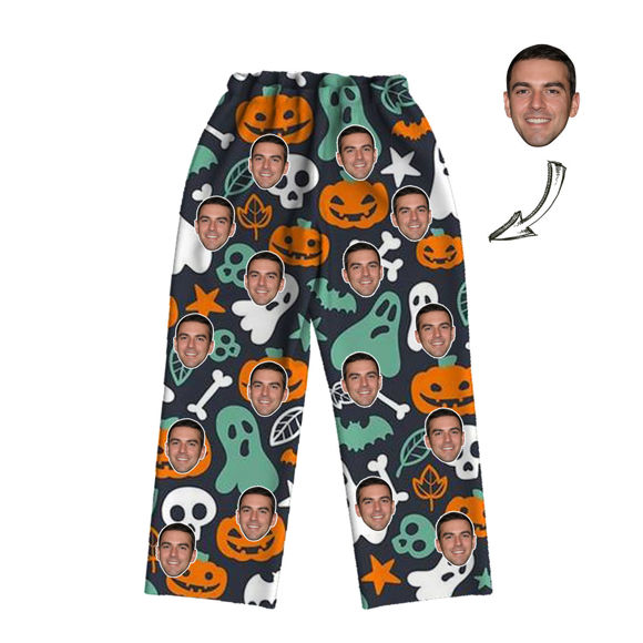 Picture of Customized Halloween Style Pajamas - Customized Face Photo Halloween Style Long Sleeve Pajama Set - The best gift for your loved ones, family, and more.