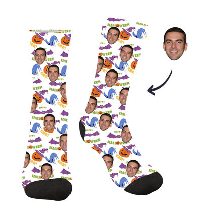 Picture of Customized Halloween style pajamas - Customized Face Photo White Halloween Style Socks - Best Gift for Family, Friends and More