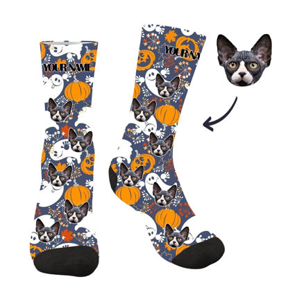 Picture of Customized Halloween style pajamas - Personalized Face Photo Halloween Custom Socks – The Best Gift for Family, Friends, and More
