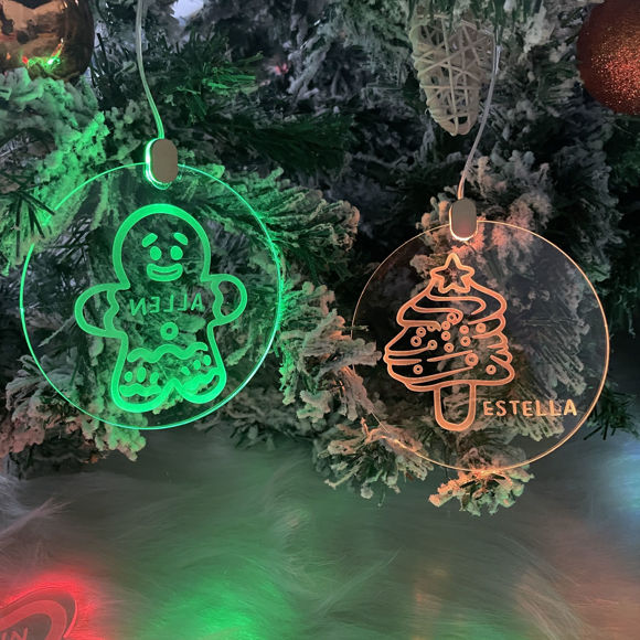 Picture of Custom Name Acrylic Hanging LED Night Lighting Ornaments - Personalized Christmas Tree Name Ornament - Xmas Home Decor - 3 Pack Bundle Sales