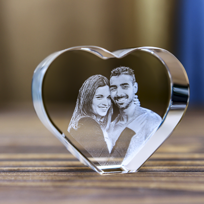 Picture of Custom Photo 3D Laser Crystal: Heart | Personalized 3D Photo Laser Crystal | Unique Gift for Birthday Wedding Christmas etc.