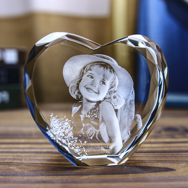 Picture of Custom Photo 3D Laser Crystal: Heart | Personalized 3D Photo Laser Crystal | Unique Gift for Birthday Wedding Christmas etc.