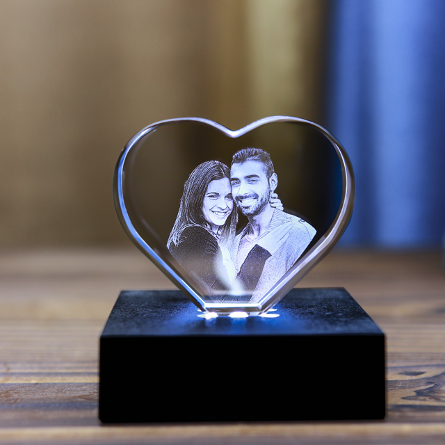 Picture of Custom Photo 3D Laser Crystal: Heart | Personalized 3D Photo Laser Crystal | Unique Gift for Birthday Wedding Christmas etc.