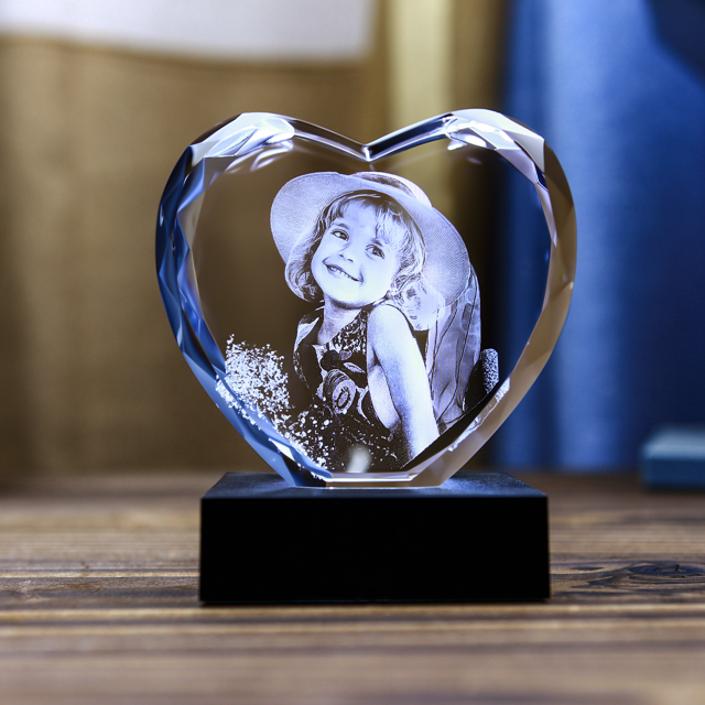 Picture of Custom Photo 3D Laser Crystal: Heart | Personalized 3D Photo Laser Crystal | Unique Gift for Birthday Wedding Christmas etc.