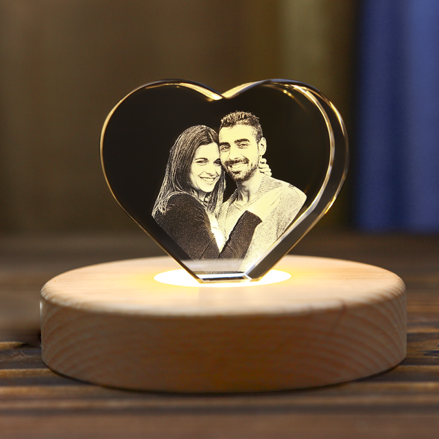 Picture of Custom Photo 3D Laser Crystal: Heart | Personalized 3D Photo Laser Crystal | Unique Gift for Birthday Wedding Christmas etc.