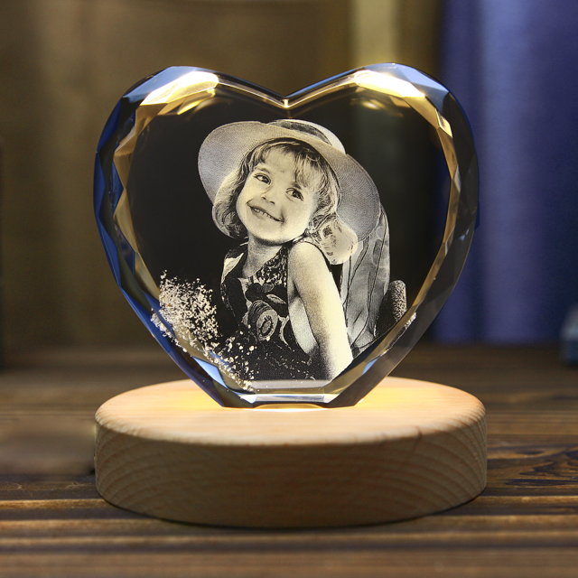 Picture of Custom Photo 3D Laser Crystal: Heart | Personalized 3D Photo Laser Crystal | Unique Gift for Birthday Wedding Christmas etc.