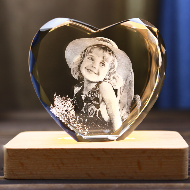 Picture of Custom Photo 3D Laser Crystal: Heart | Personalized 3D Photo Laser Crystal | Unique Gift for Birthday Wedding Christmas etc.