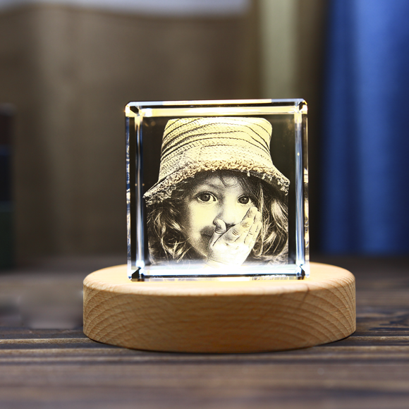 Picture of Custom Photo 3D Laser Crystal: Cube | Personalized 3D Photo Laser Crystal | Unique Gift for Birthday Wedding Christmas etc.