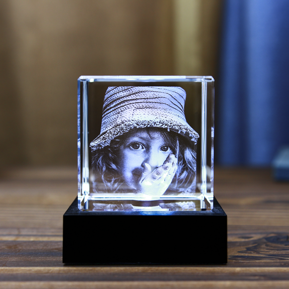 Picture of Custom Photo 3D Laser Crystal: Cube | Personalized 3D Photo Laser Crystal | Unique Gift for Birthday Wedding Christmas etc.