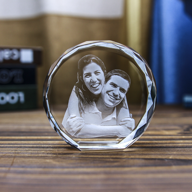 Picture of Custom Photo 3D Laser Crystal: Sphere With Light Base | Personalized 3D Photo Laser Crystal | Unique Gift for Birthday Wedding Christmas etc.