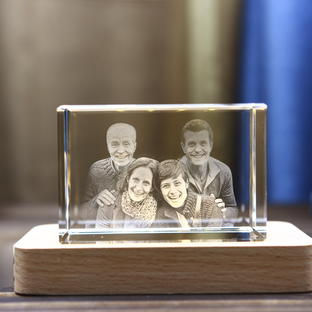 Picture of Custom Photo 3D Laser Crystal: Landscape Straight Line | Personalized 3D Photo Laser Crystal | Unique Gift for Birthday Wedding Christmas etc.