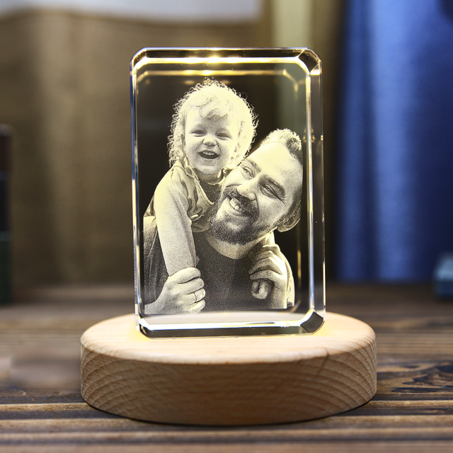 Picture of Custom Photo 3D Laser Crystal: Rounded Corner Portrait | Personalized 3D Photo Laser Crystal | Unique Gift for Birthday Wedding Christmas etc.