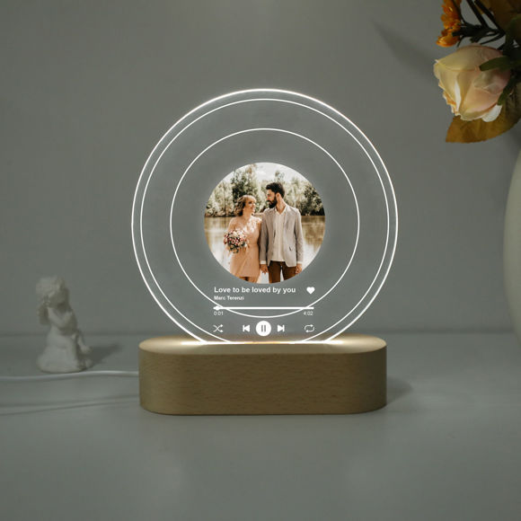 Picture of Customized Photo Night Light Personalized With Transparant Record Scannable Acrylic Song Plaque Custom Song Album Cover Night Light for Music Lovers Wedding Gifts  | Best Gifts Idea for Birthday, Thanksgiving, Christmas etc.