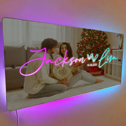 Picture of Personalized name LED neon mirror | Customized illuminated name mirror | Personalized couple name mirror light | Best Gifts