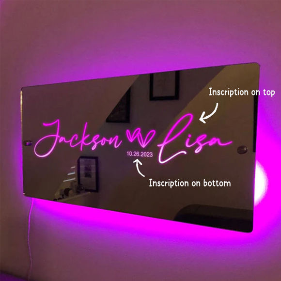 Picture of Personalized name LED neon mirror | Customized illuminated name mirror | Personalized couple name mirror light | Best Gifts