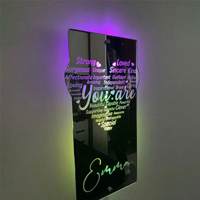 Picture of Personalized name LED neon mirror | Customized illuminated name mirror | Personalized heart-shaped mirror multi-color mirror light as creative gifts