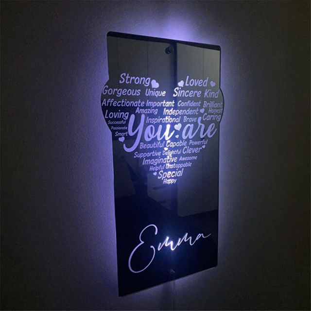 Picture of Personalized name LED neon mirror | Customized illuminated name mirror | Personalized heart-shaped mirror multi-color mirror light as creative gifts