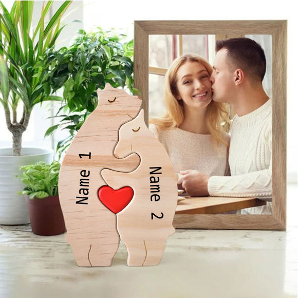Picture of Custom Wooden Bear Family Puzzle - Personalized Wooden Bear Puzzle w/ Family Names - Family Keepsake Gift - Best Home Decor Gifts