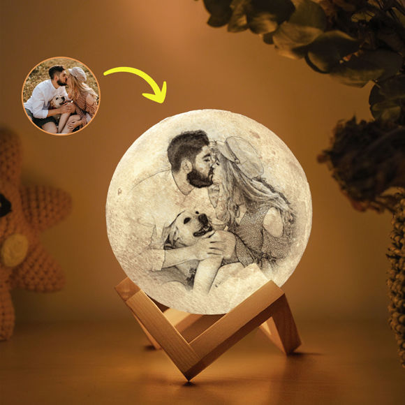 Picture of Magic 3D Personalized Photo Moon Lamp with Touch Control for Any Occasion (10cm-20cm) | Customized Moon Lamp With Photo & Text | Best Gifts Idea for Birthday, Christmas, Valentine's Day etc.