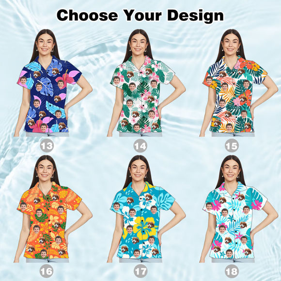 Picture of Custom Face Hawaiian Shirt for Women - Personalized Face Photo Hawaiian Shirts for Girls - Custom Women Hawaiian Shirt as Best Summer Gifts