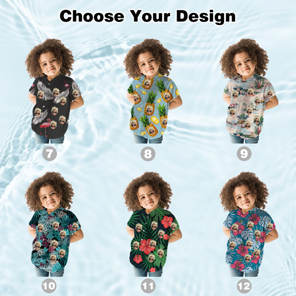Picture of Custom Face Hawaiian Shirts for Kids - Personalized Photo Hawaiian Shirts for boys and girls - Custom Hawaiian Shirts for Kids as the Best Summer Unique Gifts