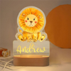 Picture of Personalized Name Night Light for Kids - USB Powered Acrylic Lamp Resuable Elephant Lion Lamp Home Decoration - Customize It With Your Kid's Name