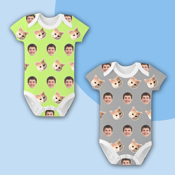 Picture of Custom Baby Suits - Personalized Face Photo Short-Sleeve Suits - Custom Face Photo Baby Suits - Custom Baby Bodysuits as Best Baby Shower Gift