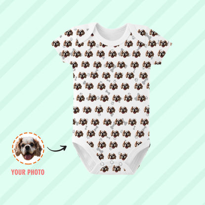 Picture of Custom Baby Bodysuits - Personalized Pet Photo Short-Sleeve Baby Suits - Custom Dog Face Baby Suit - Baby Girl & Boy Bodysuits for Newborns