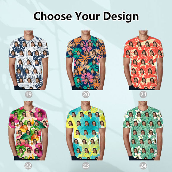 Picture of Custom Face Photo Short Sleeve - Personalized Photo Hawaiian T-Shirt - Casual Printed Beach Short Sleeve